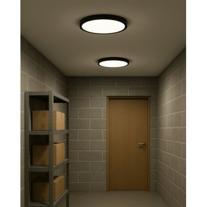 LED loftlampe LED/24W/230V 3000/4000/6500K Ø 30 cm sort
