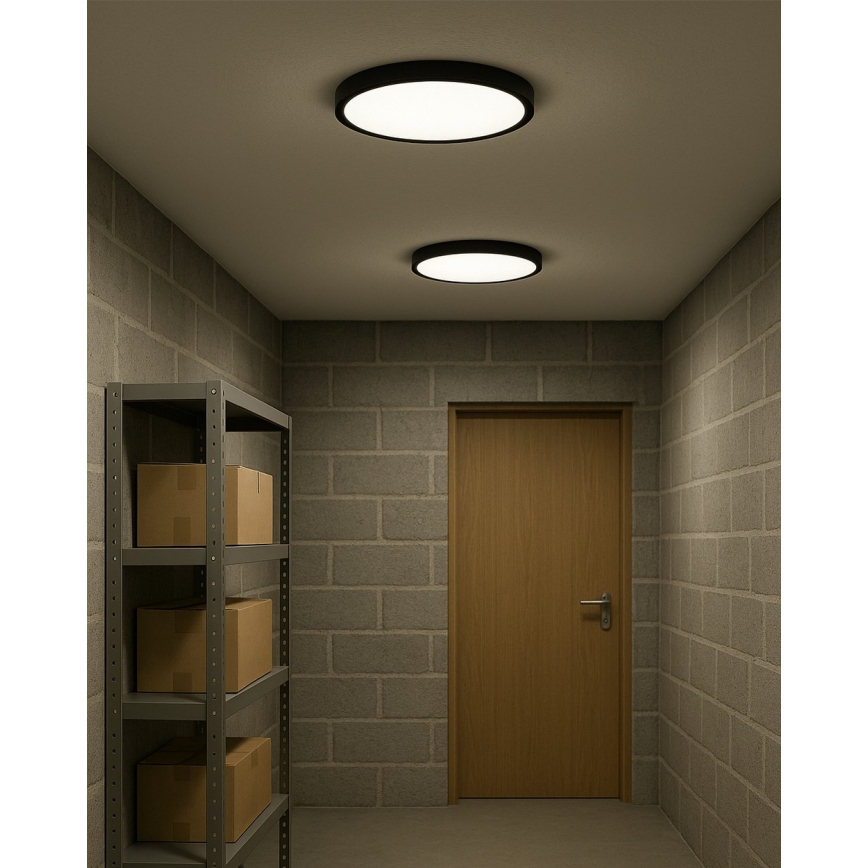 LED loftlampe LED/24W/230V 3000/4000/6500K Ø 30 cm sort