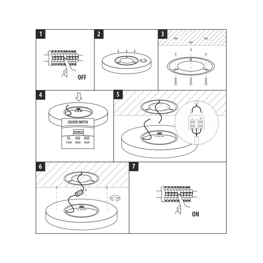 LED loftlampe LED/24W/230V 3000/4000/6500K Ø 30 cm sort
