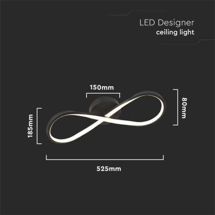 LED loftlampe LED/24W/230V 3000K sort