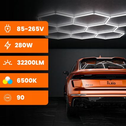 LED loftlampe HEXAGON LED/280W/85-265V 6500K 313x298 cm CRI 90 IP54 hvid