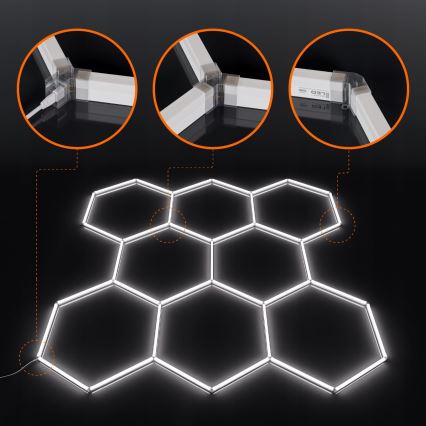 LED loftlampe HEXAGON LED/280W/85-265V 6500K 313x298 cm CRI 90 IP54 hvid