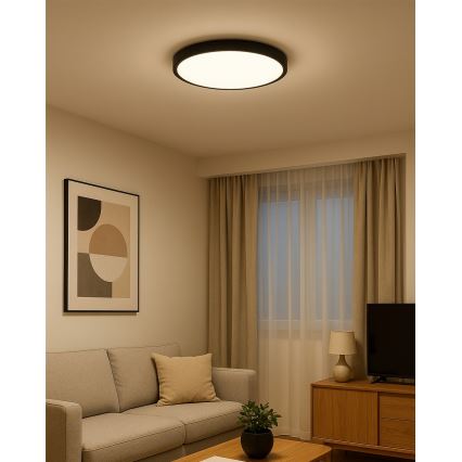 LED loftlampe LED/32W/230V 3000/4000/6500K Ø 40 cm sort