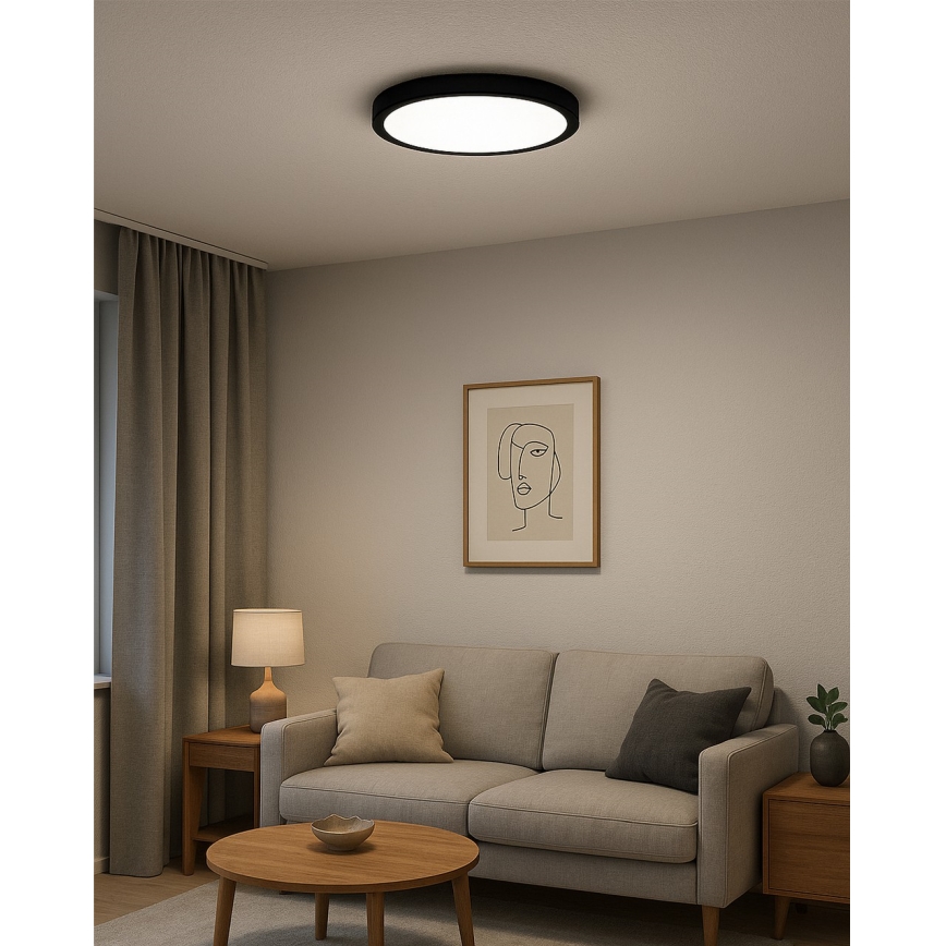 LED loftlampe LED/32W/230V 3000/4000/6500K Ø 40 cm sort