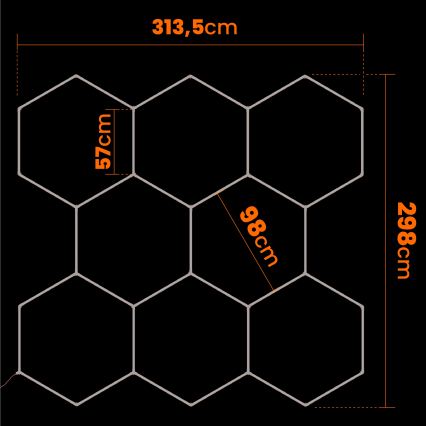 LED loftlampe HEXAGON LED/350W/85-265V 4000K 313x298 cm CRI 90 IP44 hvid
