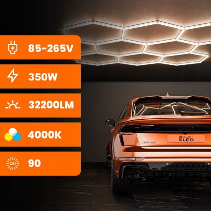 LED loftlampe HEXAGON LED/350W/85-265V 4000K 313x298 cm CRI 90 IP54 hvid