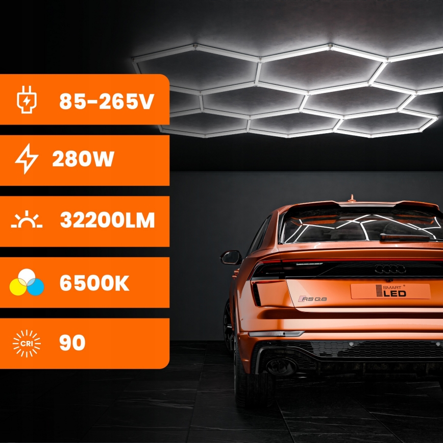 LED loftlampe HEXAGON LED/350W/85-265V 4000K 313x298 cm CRI 90 IP54 hvid