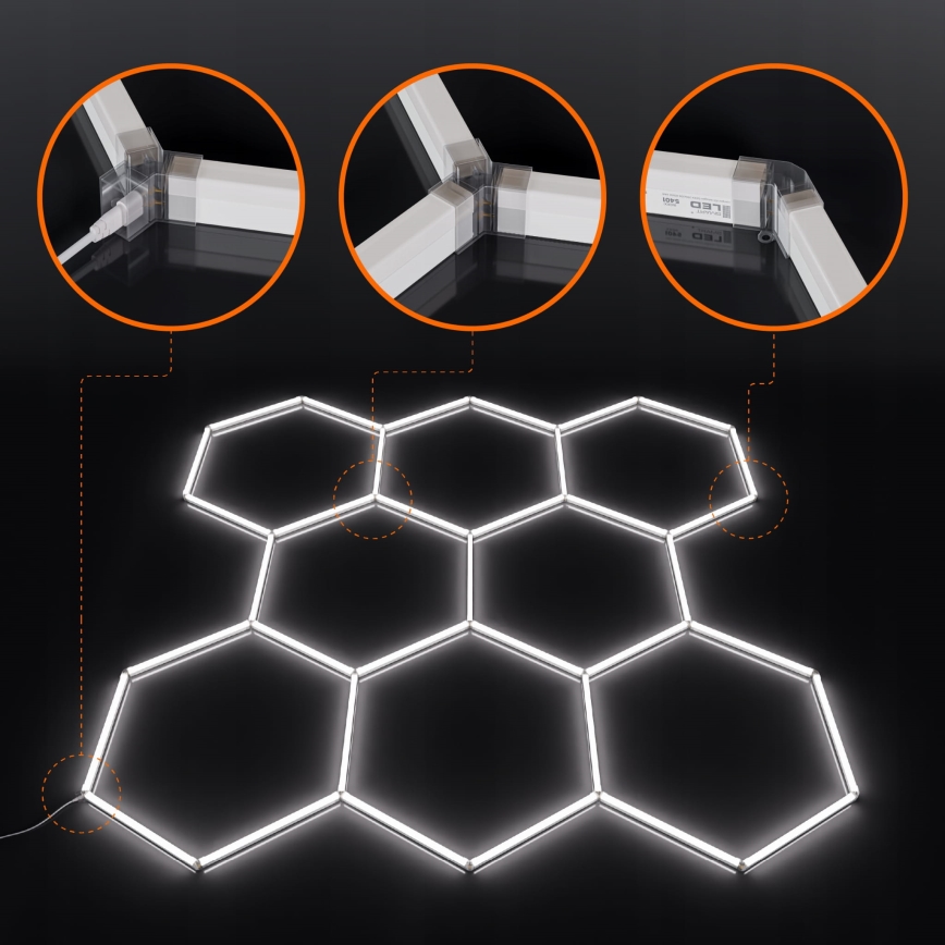 LED loftlampe HEXAGON LED/350W/85-265V 4000K 313x298 cm CRI 90 IP54 hvid