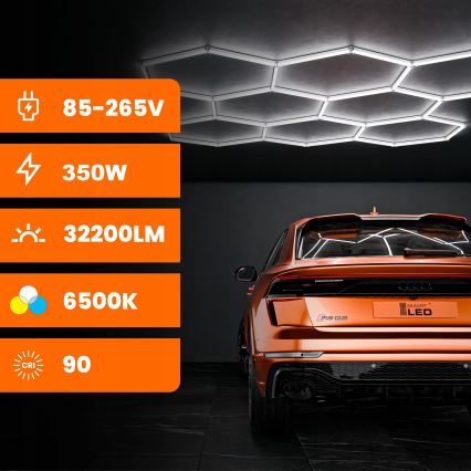 LED loftlampe HEXAGON LED/350W/85-265V 6500K 313x298 cm CRI 90 IP54 hvid