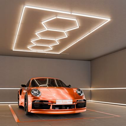 LED loftarmatur HEXAGON LED/384W/85-265V 4000K 484x243 cm CRI 90 IP54 hvid