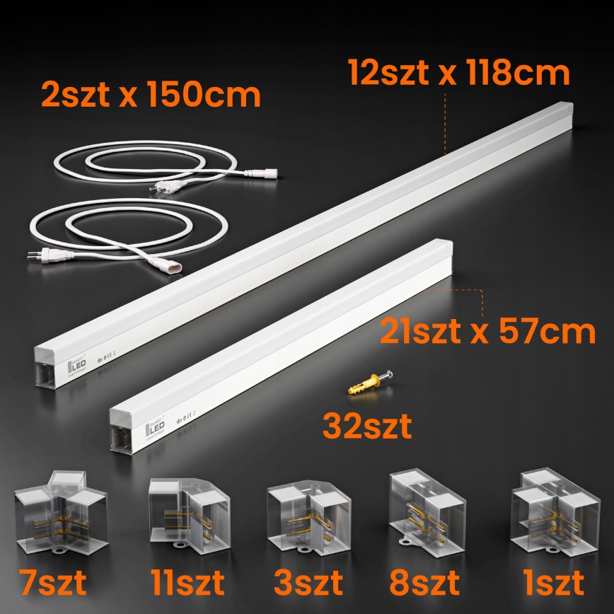 LED loftarmatur HEXAGON LED/384W/85-265V 4000K 484x243 cm CRI 90 IP54 hvid