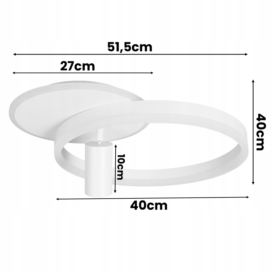 LED loftlampe LED/38W/230V + 1xGU10/30W hvid