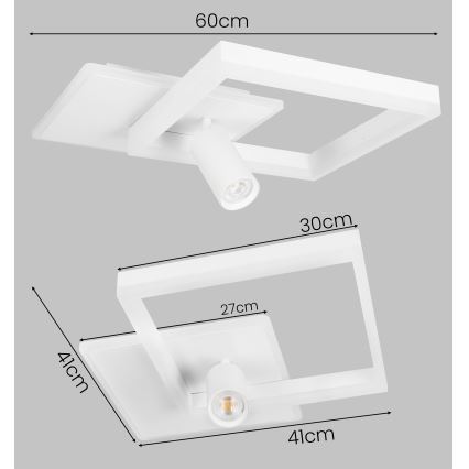 LED loftlampe LED/38W/230V + 1xGU10/30W hvid