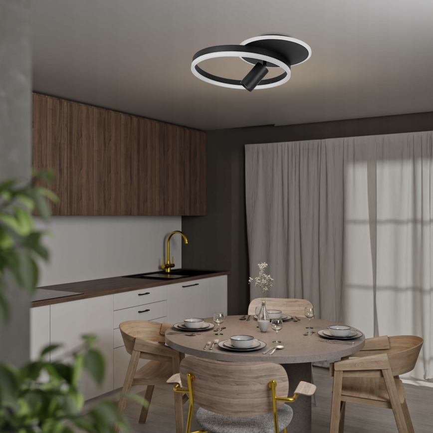 LED loftlampe LED/38W/230V + 1xGU10/30W sort