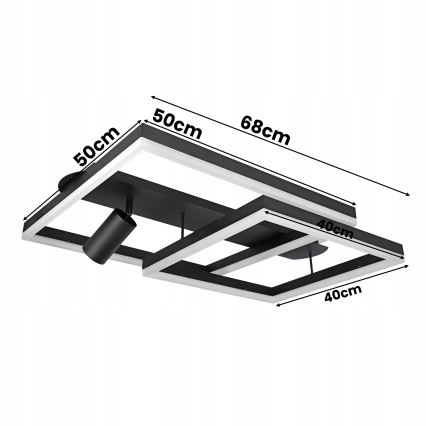 LED loftlampe LED/38W/230V + 1xGU10/30W sort