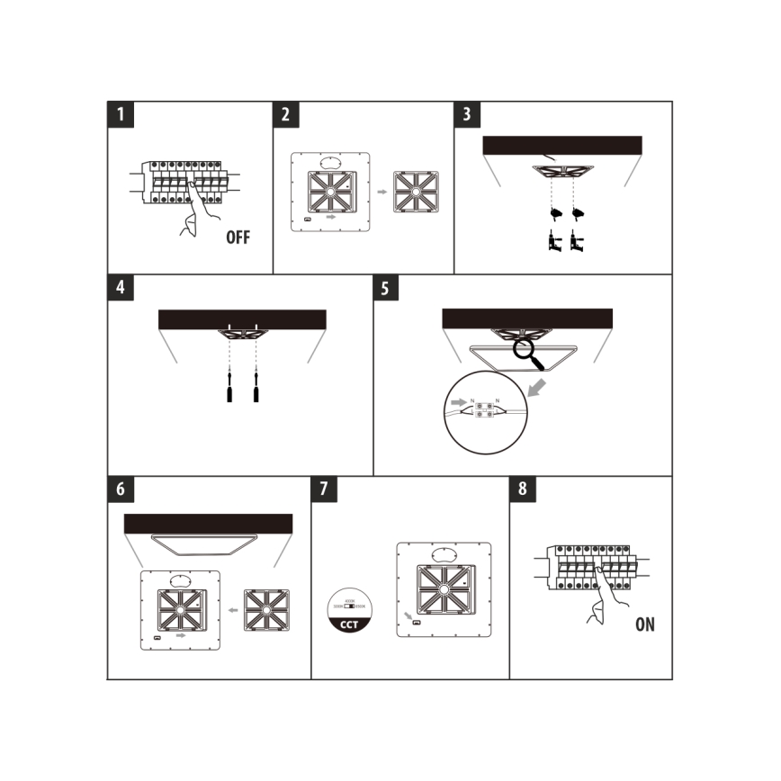 LED loftlampe LED/40W/230V 3000/4000/6500K 50x50 cm sort