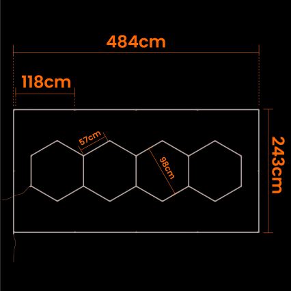 LED loftlampe HEXAGON LED/426W/85-265V 4000K 484x243 cm CRI 90 IP44 hvid