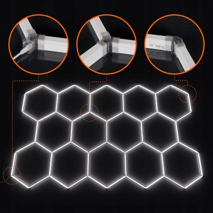 LED loftlampe HEXAGON LED/426W/85-265V 6500K 484x243 cm CRI 90 IP54 hvid