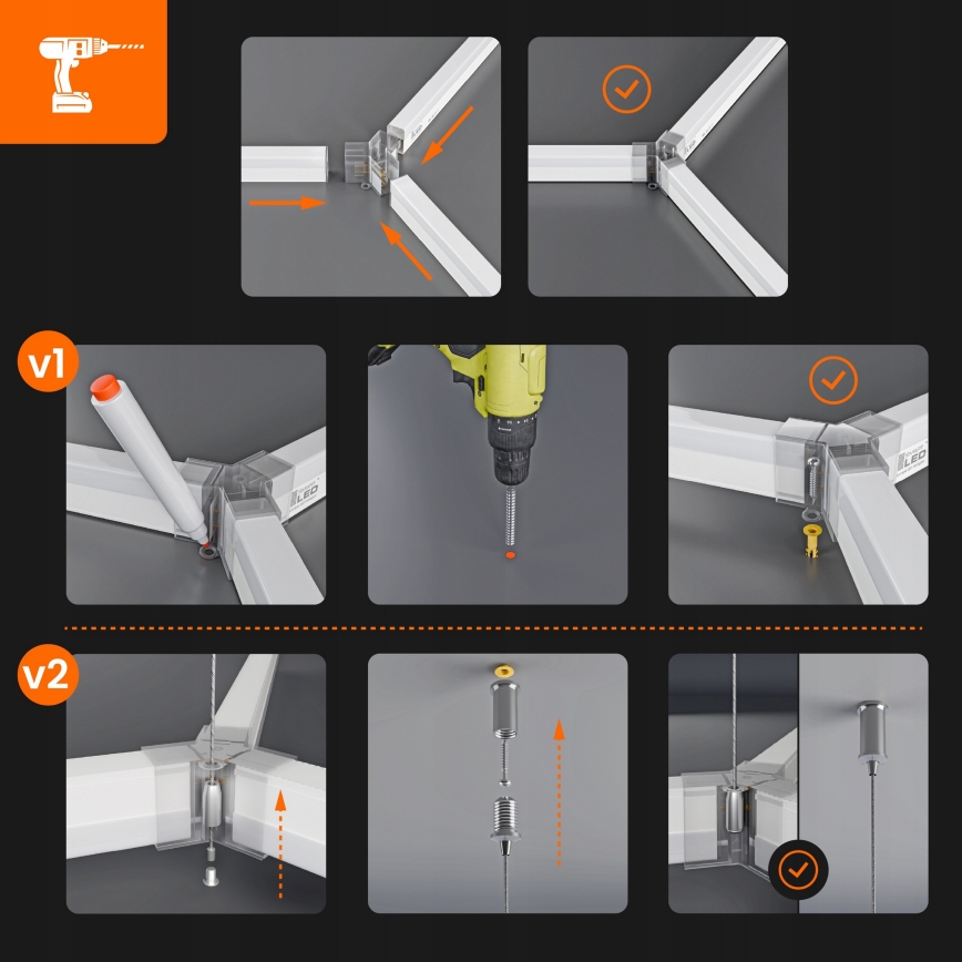 LED loftlampe HEXAGON LED/426W/85-265V 6500K 484x243 cm CRI 90 IP54 hvid