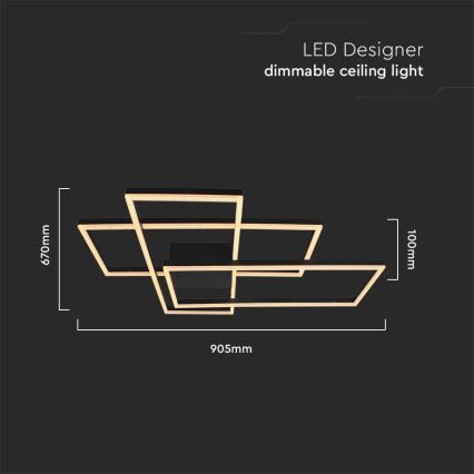 LED loftlampe LED/47W/230V 3000K sort