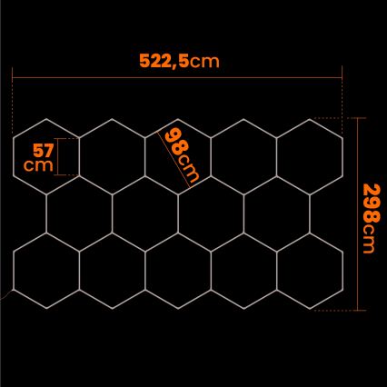 LED loftlampe HEXAGON LED/570W/85-265V 4000K 522x298 cm CRI 90 IP44 hvid