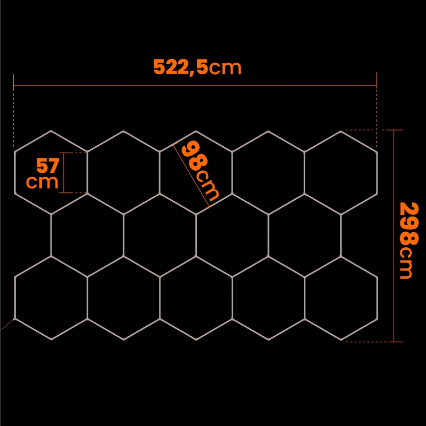 LED loftlampe HEXAGON LED/570W/85-265V 4000K 522x298 cm CRI 90 IP44 hvid