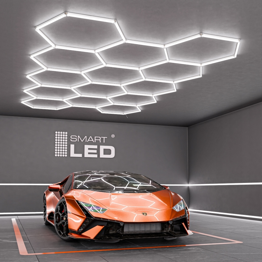 LED-loftlampe HEXAGON LED/570W/85-265V 6500K 522x298 cm CRI 90 IP44 hvid