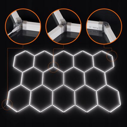LED-loftlampe HEXAGON LED/570W/85-265V 6500K 522x298 cm CRI 90 IP44 hvid