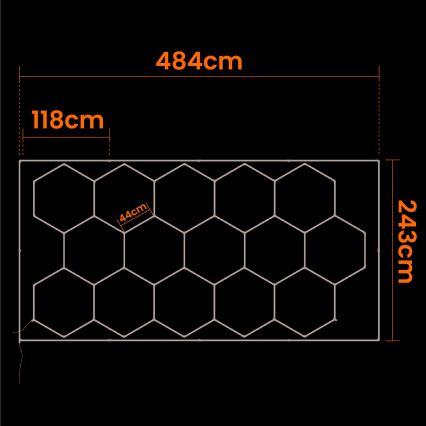 LED loftlampe HEXAGON LED/696W/85-265V 4000K 484x243 cm CRI 90 IP44 hvid