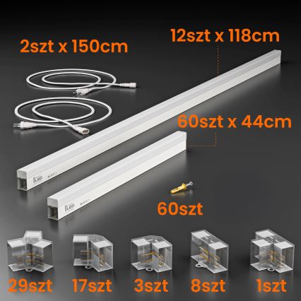 LED-loftarmatur HEXAGON LED/696W/85-265V 4000K 484x243 cm CRI 90 IP54 hvid