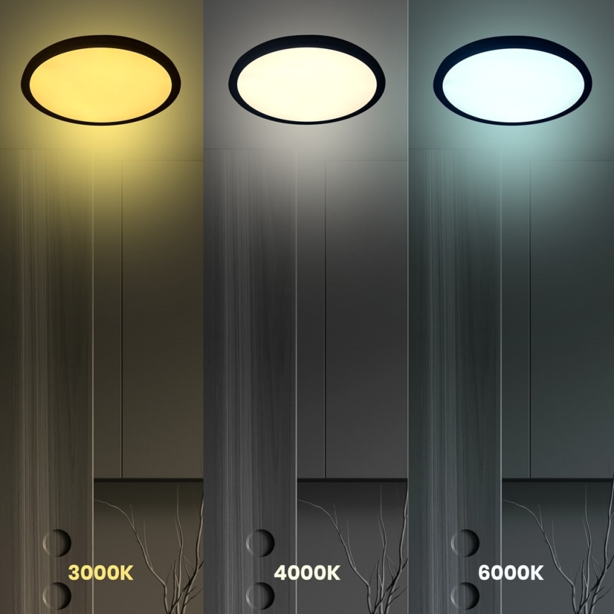 LED loftlampe MAQ LED/50W/230V 3000/4000/6500K IP40 sort