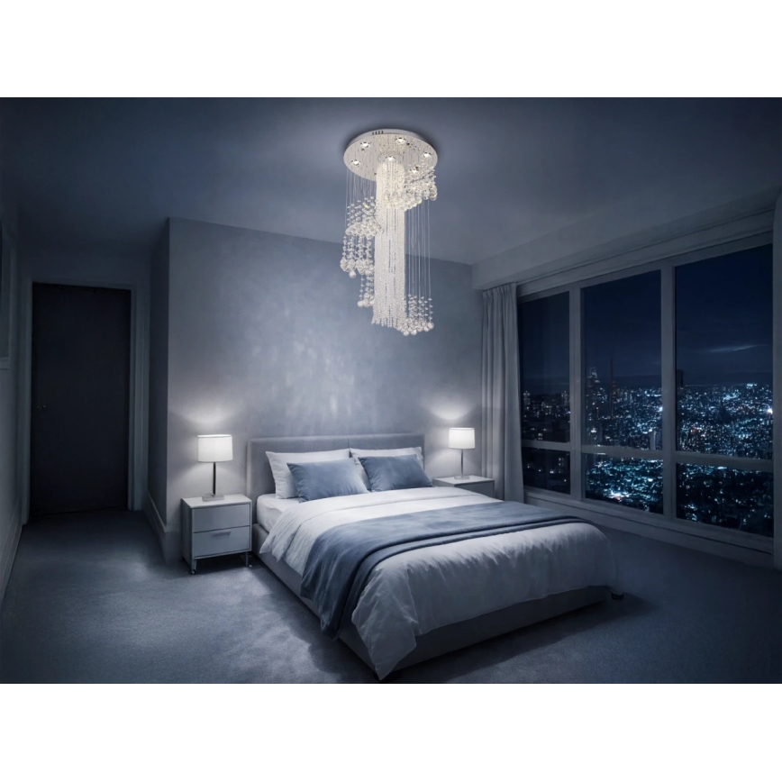 LED krystalloftlampe NAURU LED/24W/230V Ø 45 cm poleret krom + fjernbetjening