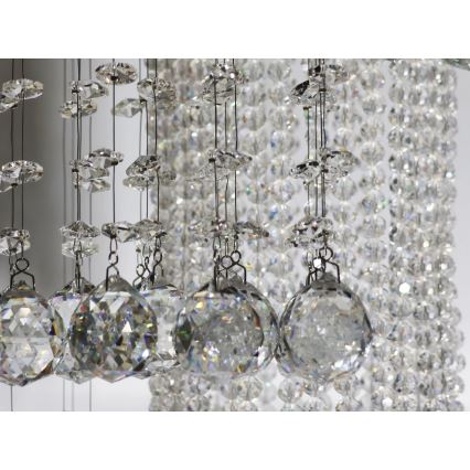 LED krystalloftlampe NAURU LED/24W/230V Ø 45 cm poleret krom + fjernbetjening