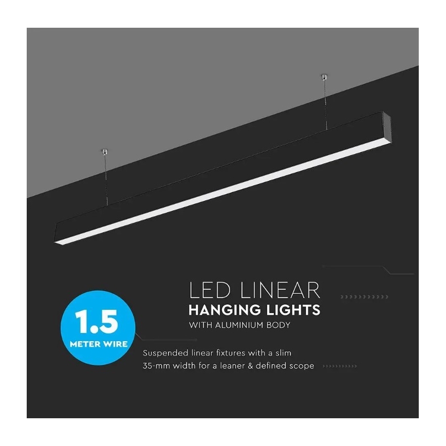LED lysekrone på kabel SAMSUNG CHIP LED/40W/230V 4000K sort
