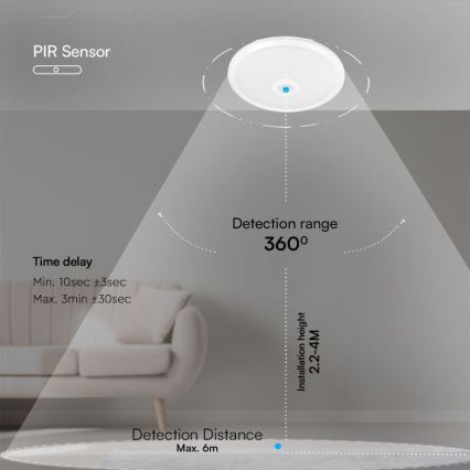 LED loftlampe med sensor LED/12W/230V 3000/4000/6000K diameter 29 cm hvid