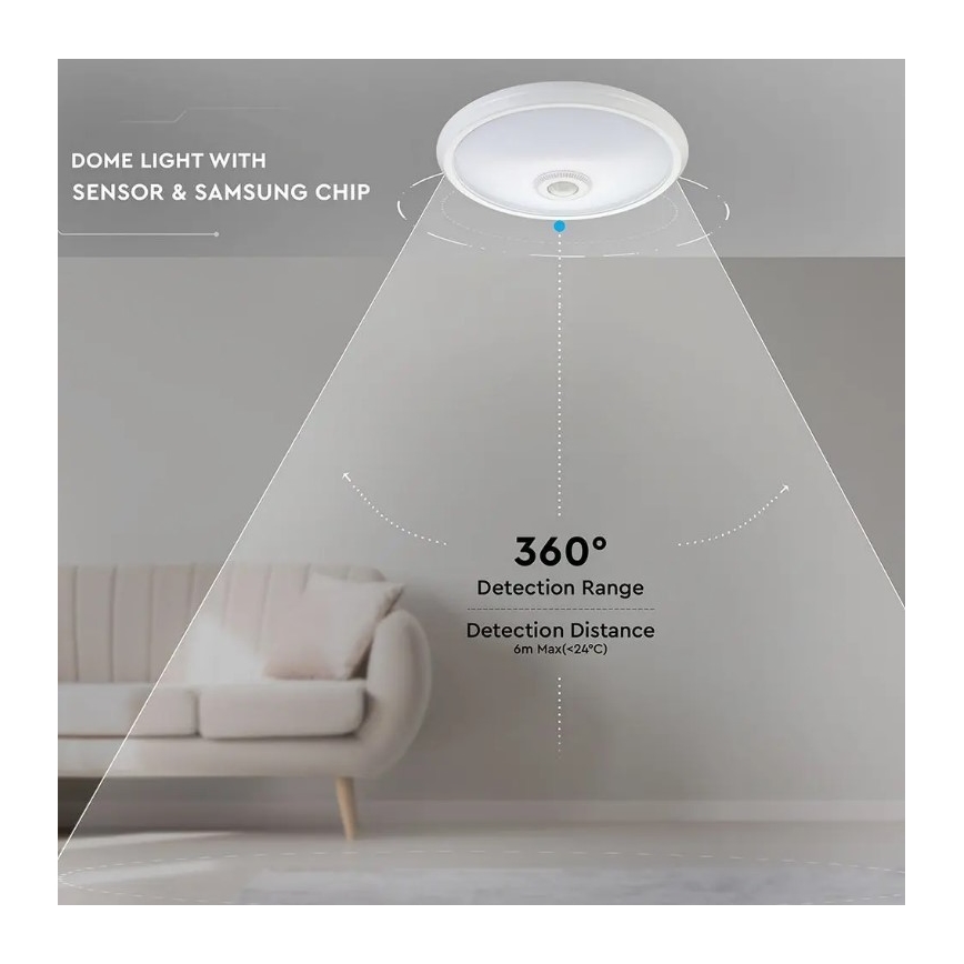LED loftlampe med sensor LED/12W/230V 6400K