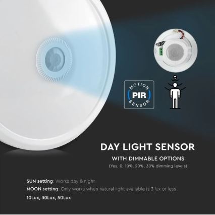 LED loftlampe med sensor LED/12W/230V 6400K