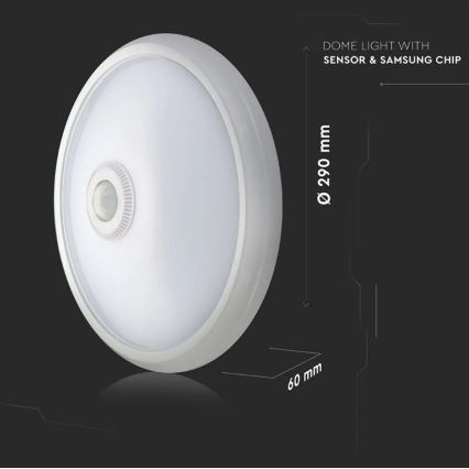 LED loftlampe med sensor LED/12W/230V 6400K