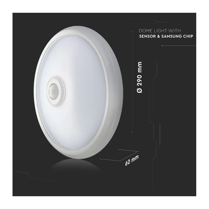 LED loftlampe med sensor LED/12W/230V 6400K