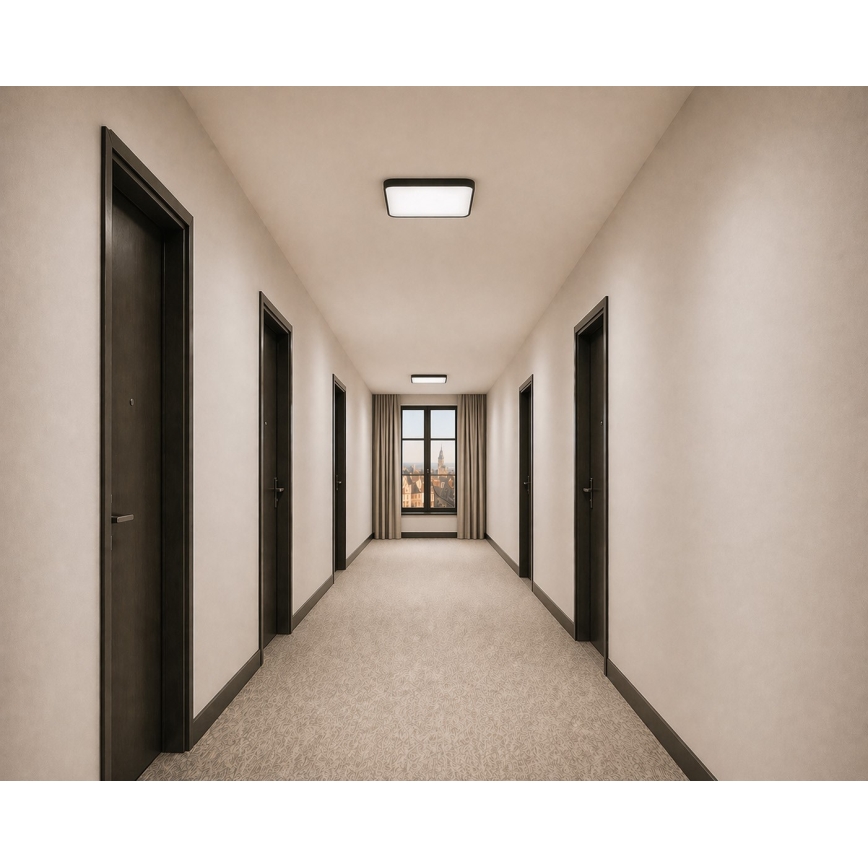 LED-loftlampe med bevægelses- og skumringssensor WILTON LED/24W/230V 4000K 33x33 cm sort