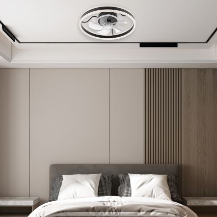 LED loftlampe med ventilator dæmpbar APOLLO LED/38W/230V sort + fjernbetjening