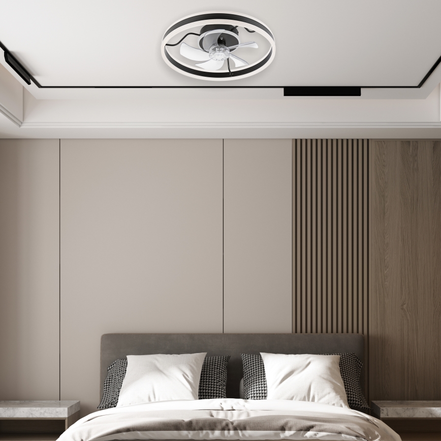 LED loftlampe med ventilator dæmpbar APOLLO LED/38W/230V sort + fjernbetjening