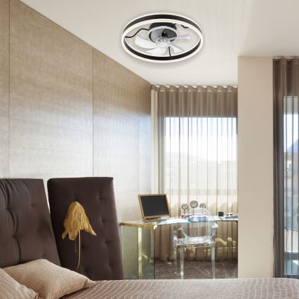 LED loftlampe med ventilator dæmpbar APOLLO LED/38W/230V sort + fjernbetjening