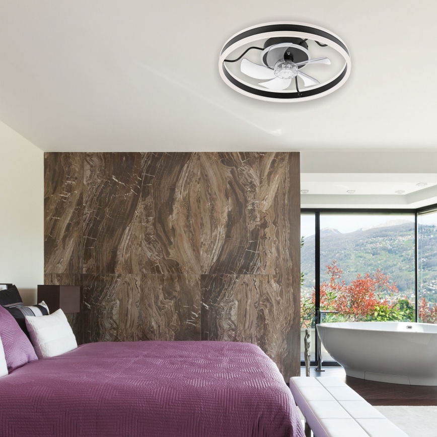 LED loftlampe med ventilator dæmpbar APOLLO LED/38W/230V sort + fjernbetjening
