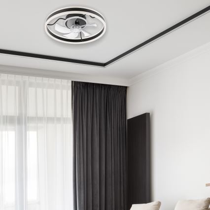 LED loftlampe med ventilator dæmpbar APOLLO LED/38W/230V sort + fjernbetjening