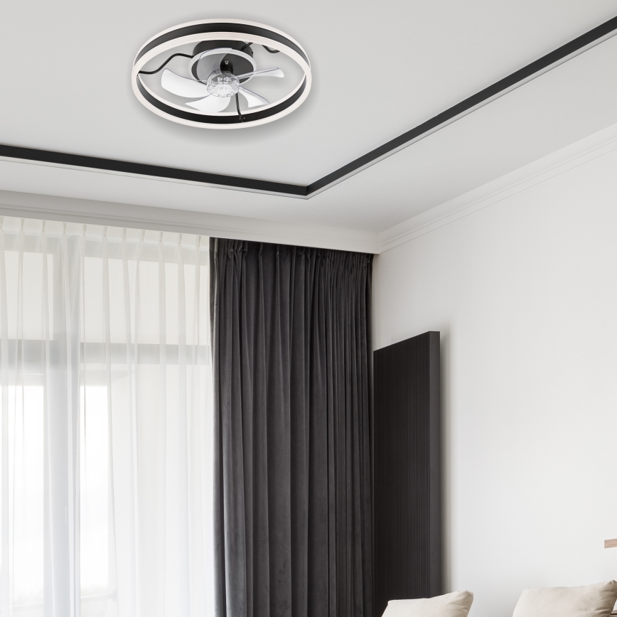 LED loftlampe med ventilator dæmpbar APOLLO LED/38W/230V sort + fjernbetjening