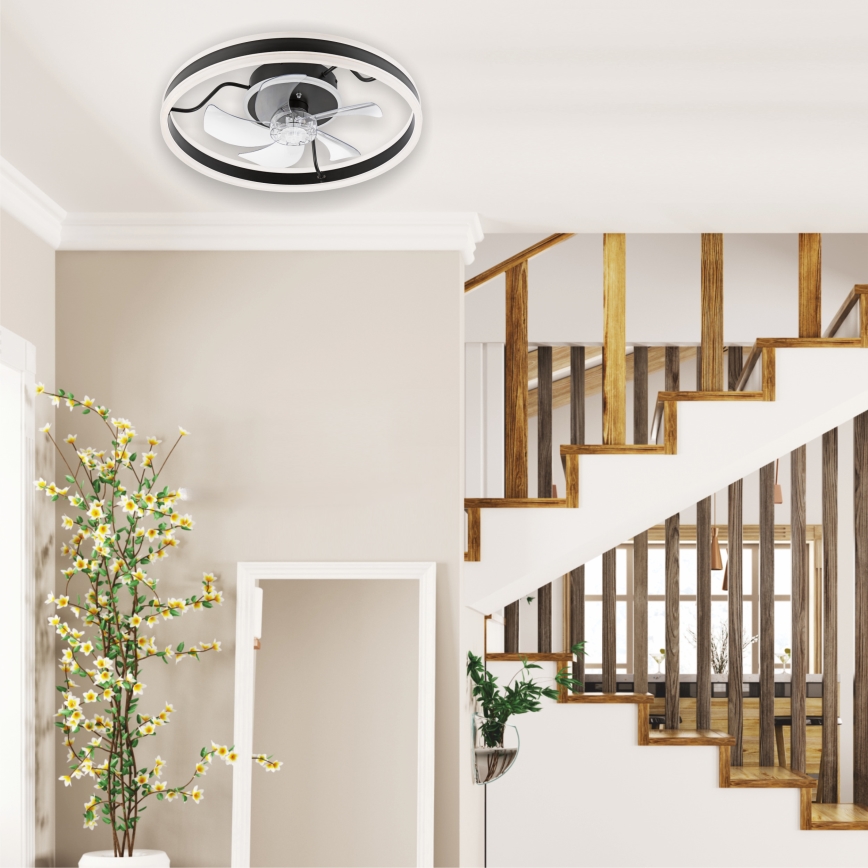 LED loftlampe med ventilator dæmpbar APOLLO LED/38W/230V sort + fjernbetjening