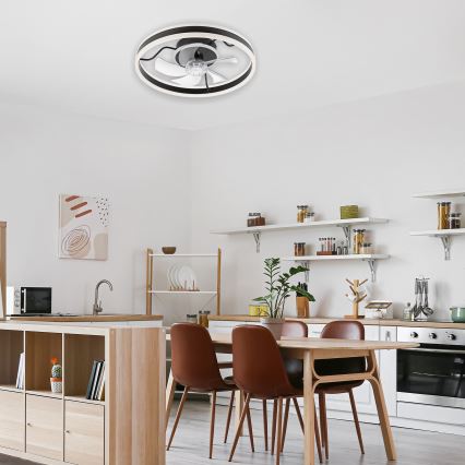 LED loftlampe med ventilator dæmpbar APOLLO LED/38W/230V sort + fjernbetjening