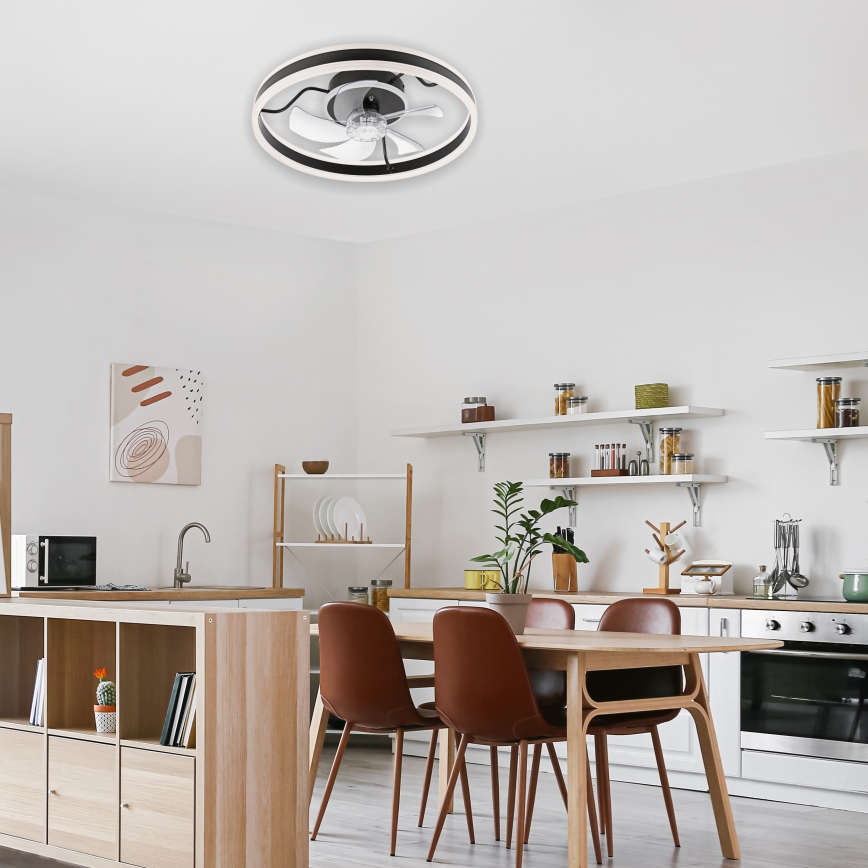 LED loftlampe med ventilator dæmpbar APOLLO LED/38W/230V sort + fjernbetjening