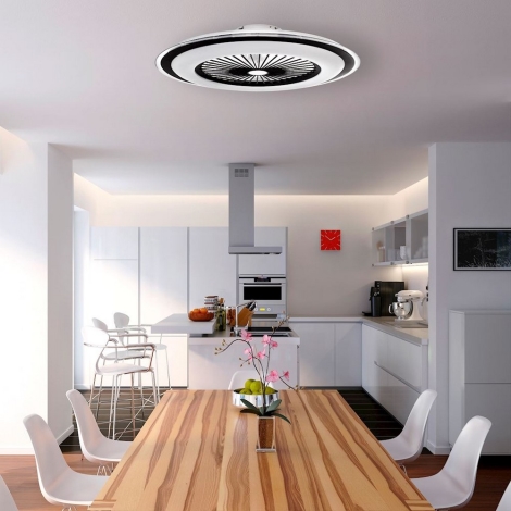 LED loftlampe ventilator dæmpbar ZONDA sort + fjernbetjening | Lampemania